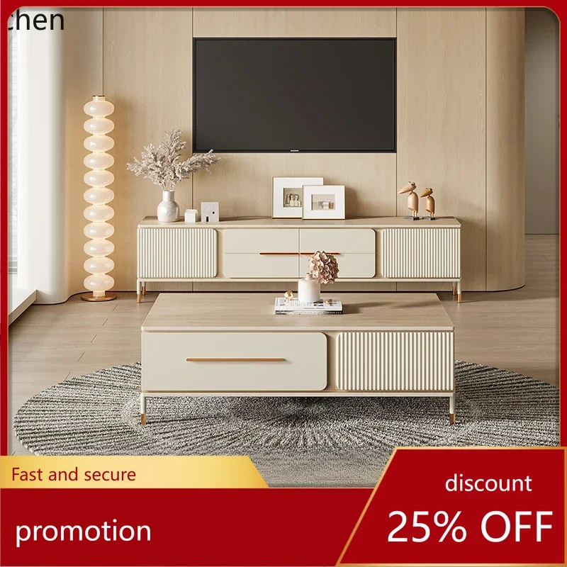 

HXL living room coffee table TV cabinet combination light luxury small apartment storage locker integration