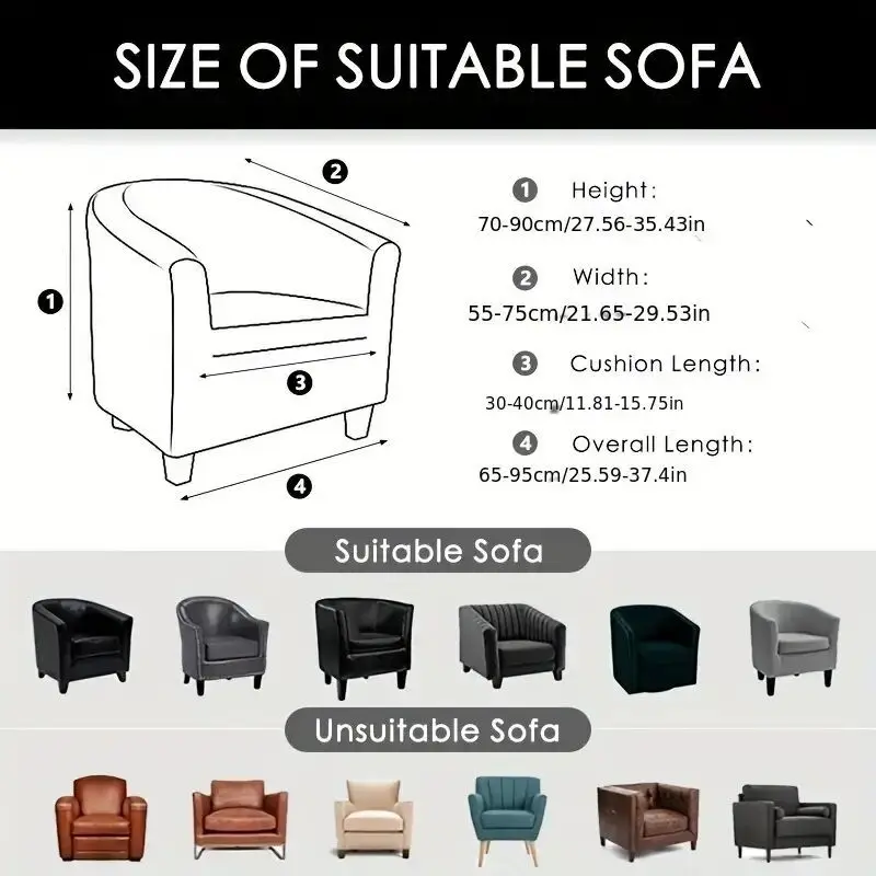 Jacquard Club Tub Chair Cover Stretch Accent Armchair Slipcover Cushion Cover Elastic Single Sofa Slipcovers for Living Room
