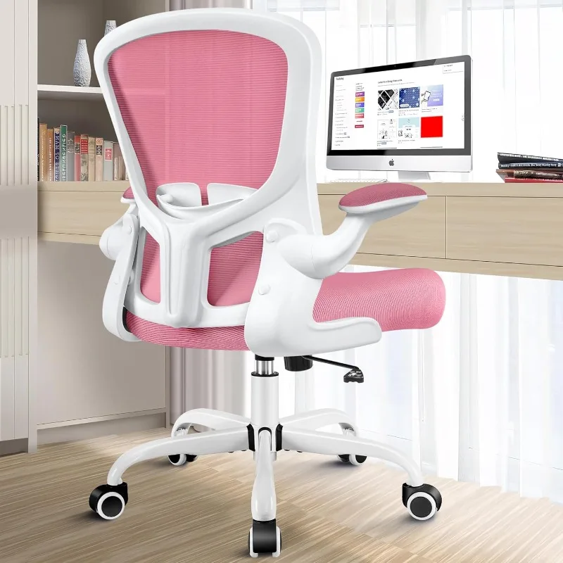 Ergonomic Office Chair, Lumbar Support Desk Chair with Flip-up Armrest and Breathable Mesh, Height Adjustable Swivel Office