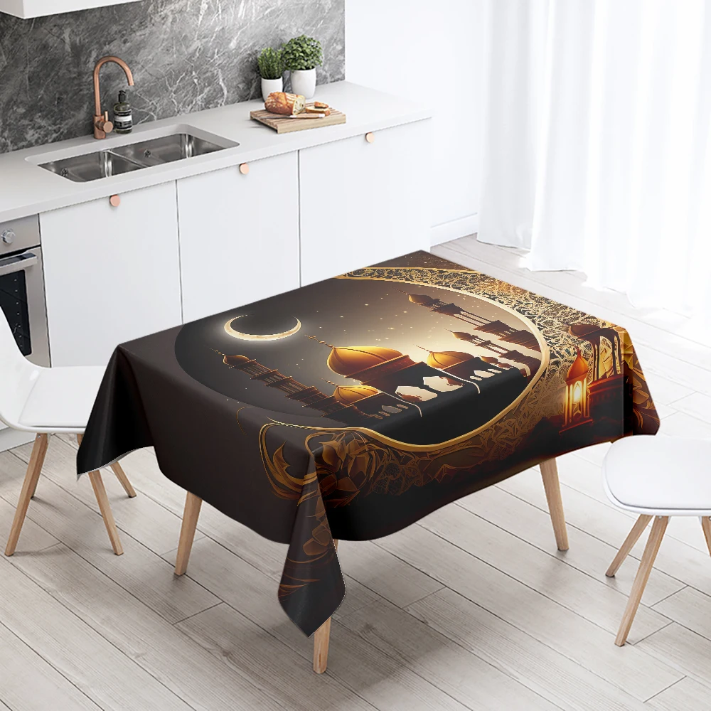 Ramadan Decorative Tablecloth Islamic Muslim Mosque Home Decoration Tablecloth Waterproof and Anti-fouling