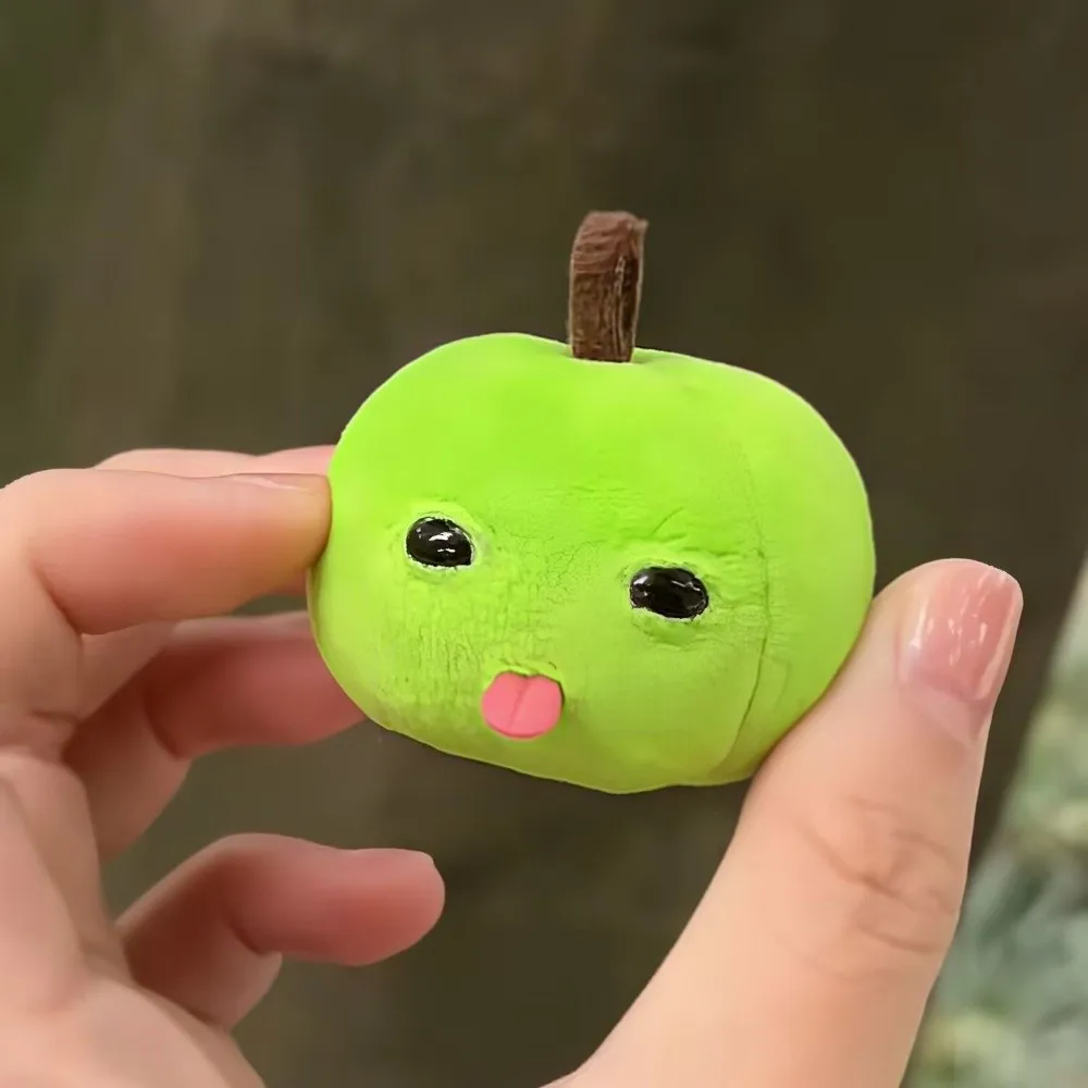 Abstract Green Red Fruit Plush Keychain Soft Tongue Sticking Creative Keyring Cute Funny Plush Backpack Pendant Bag