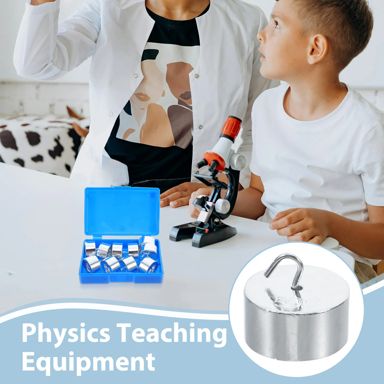 10Pcs Slotted Iron Weights Kit Physics Lab Weights for Teaching Lever Principle Gravity Experiments Study Weight Pieces