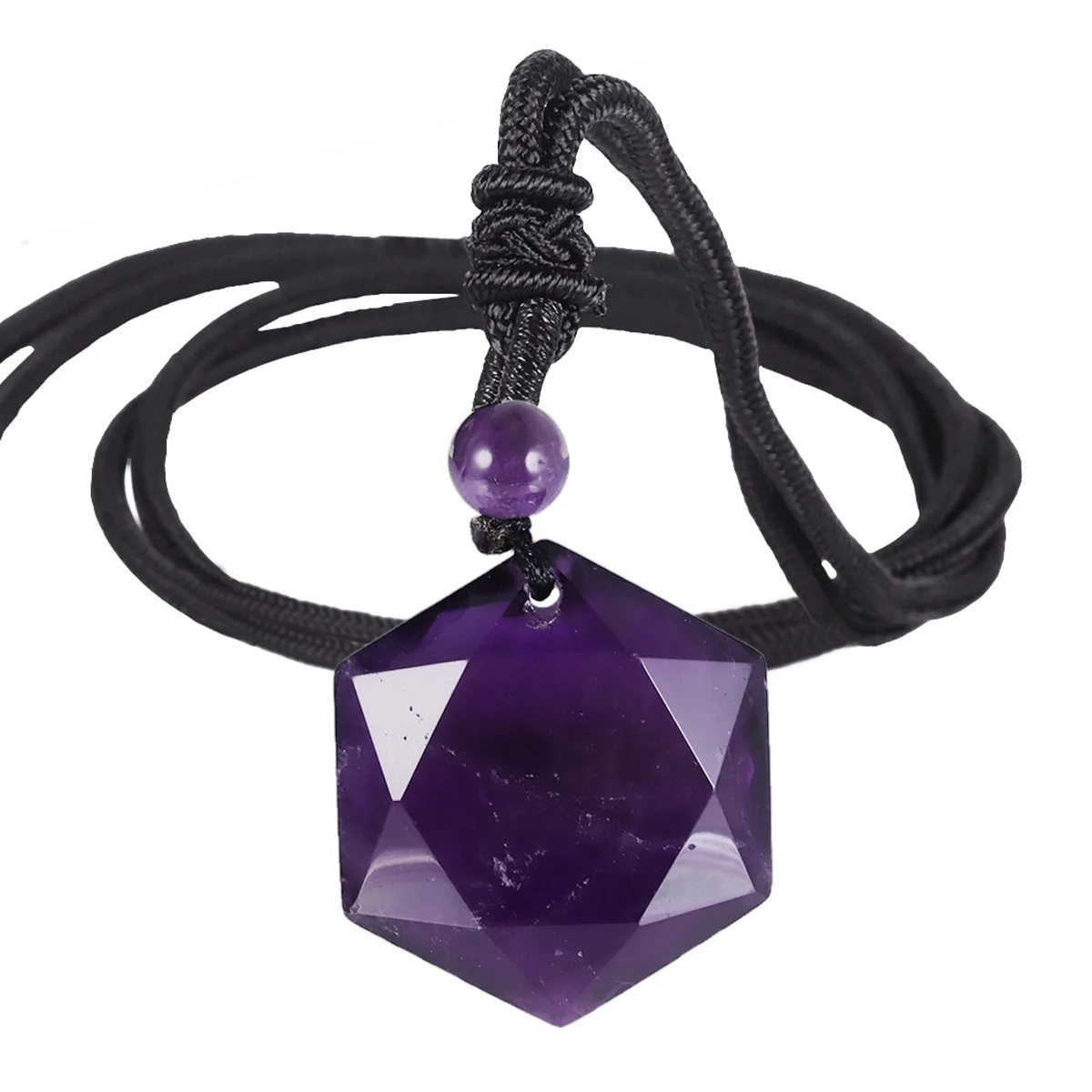 Obsidian Hexagram Charm Rope Chain Necklace for Women Nature Energy Stone Star of David Pendants Lucky Love Crystal Men Jewelry