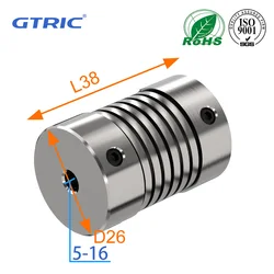 GTRIC Spring Coupling D26L38 Encoder Screw Stepper Servo Motor High Torque Flexible Thread Aluminum Alloy Elastic Coupling