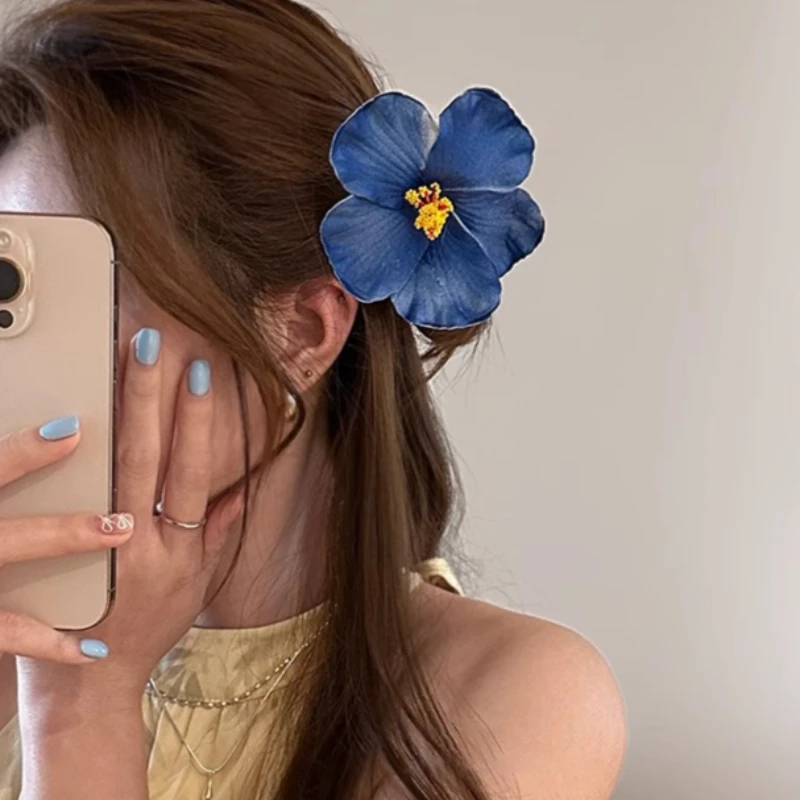 

Заколки для волос с гавайскими цветами, романтические аксессуары для волос, заколка BB, подходят для отпуска, пляжных вечеринок, для фиксации боковых прядей, женские