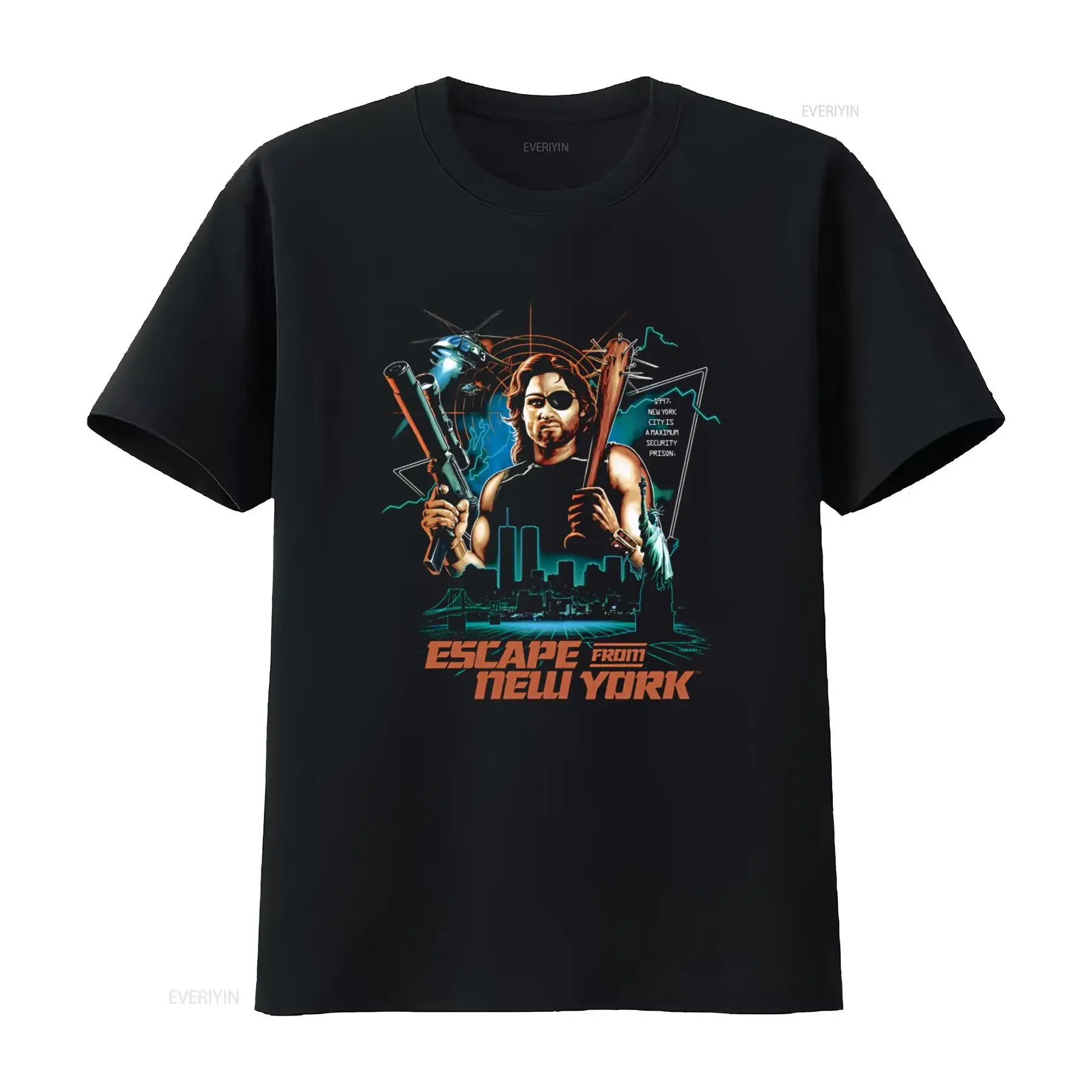 Escape From New York Snake Pliskin T Shirt Retro Movie Design High Quality Print Perfect for Fans vintage Washed graphic