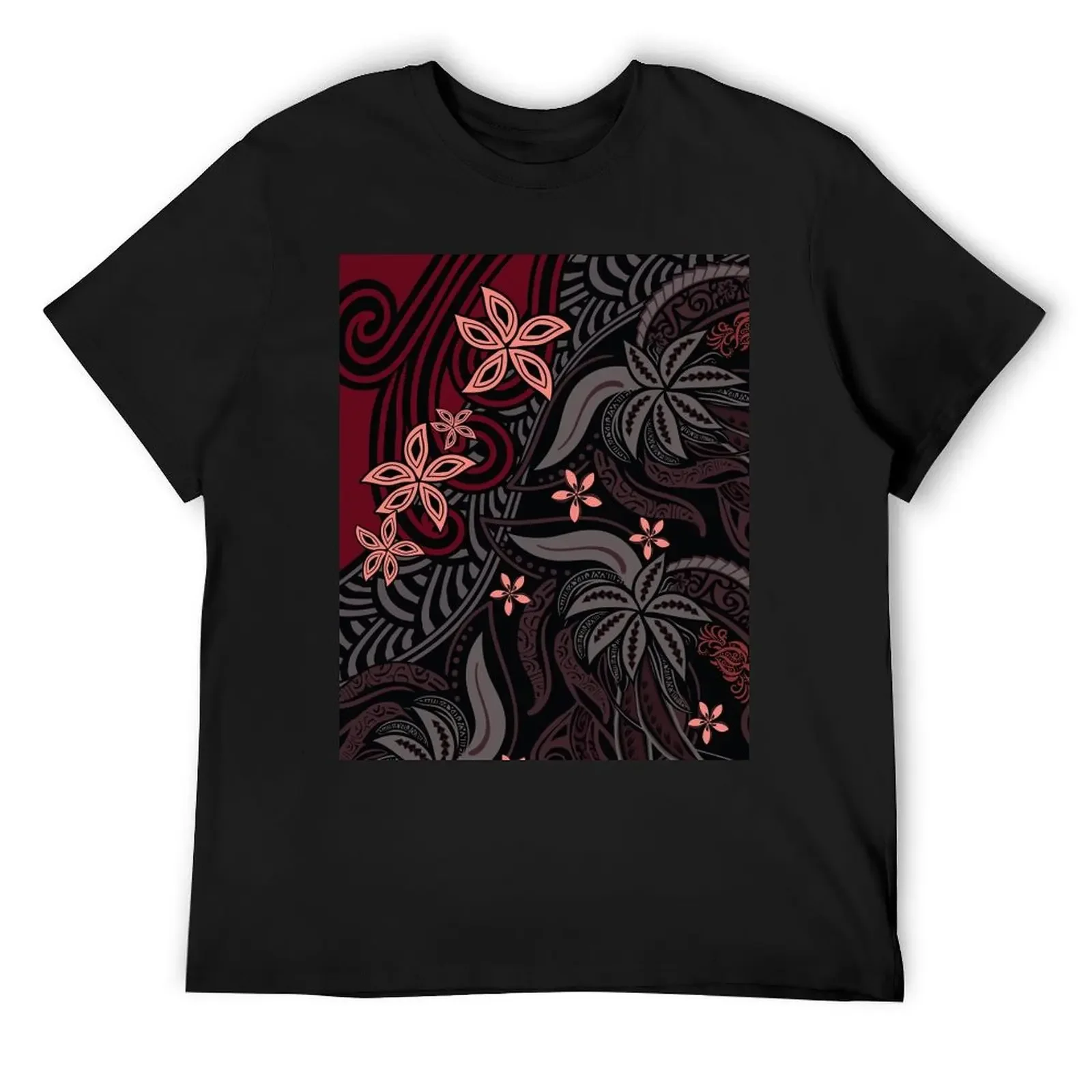 Polynesian - Hawaiian - Samoan Red Tribal Floral T-Shirt custom t shirt Short sleeve tee quick-drying t shirt men