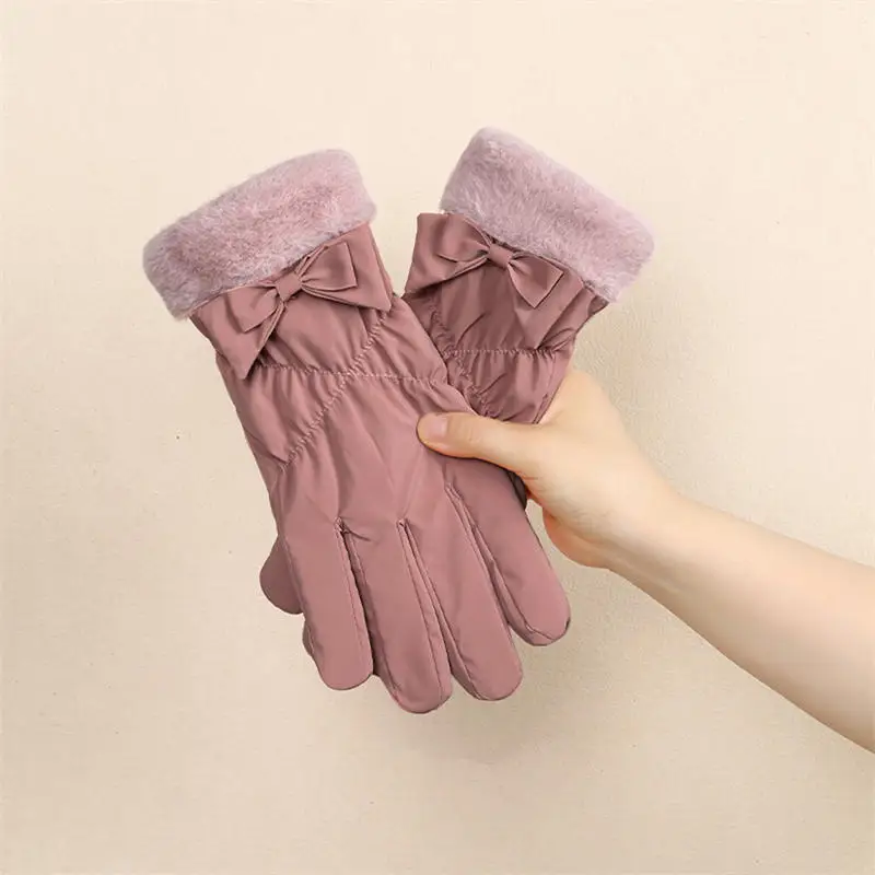 Plush Down Cotton Gloves New Winter Fleece Cold Weather Gloves Cotton Thickened Warm Women's Gloves Touch Screen Ski Gloves