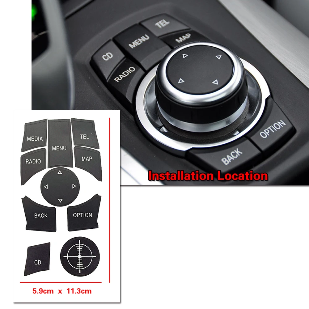 For BMW X5 E70 2010 2015 Car Center Console Multimedia Media CD Radio Menu Tel Map Switch Button Repair Kit Sticker Decal