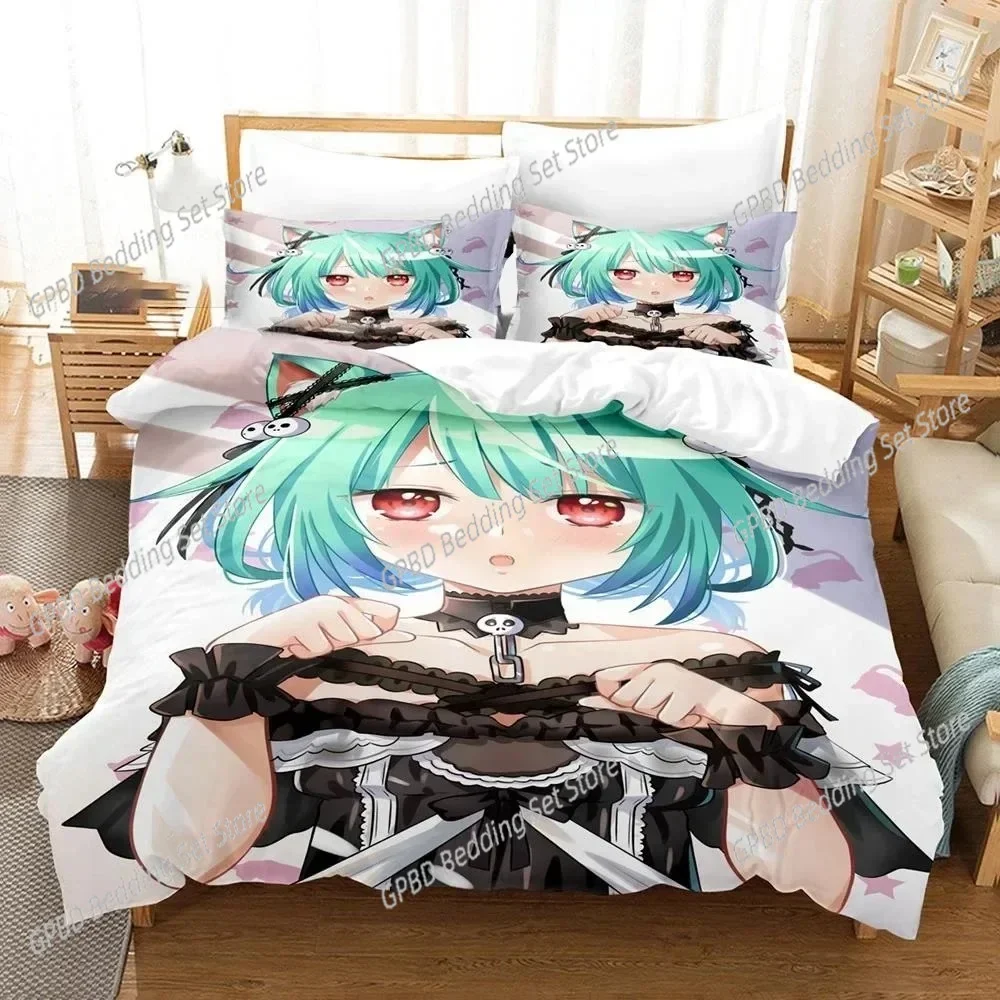 

3D Printed Uruha Rushia Hololive Butterfly Girl Comfortable Duvet Quilt Cover Pillowcase Bedding Set Children Bedroom Decoration