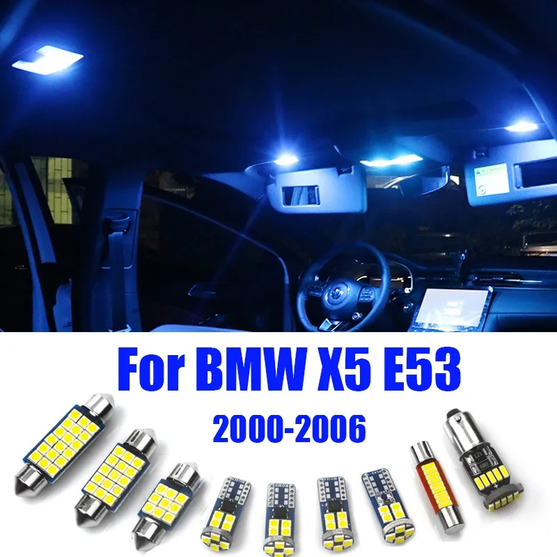 For BMW X5 E53 2000 2001 2002 2003 2004 2005 2006 11pcs Car LED Interior Dome Reading Lamp Vanity Mirror Trunk Light Accessories