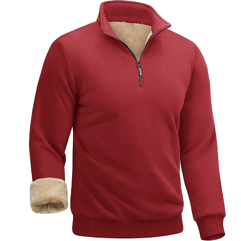 الرجال الربع البريدي البلوز قسط شيربا اصطف قمصان طويلة الأكمام للرجال نصف البريدي بلوزات الشتاء الدافئة معاطف ملابس خارجية #5