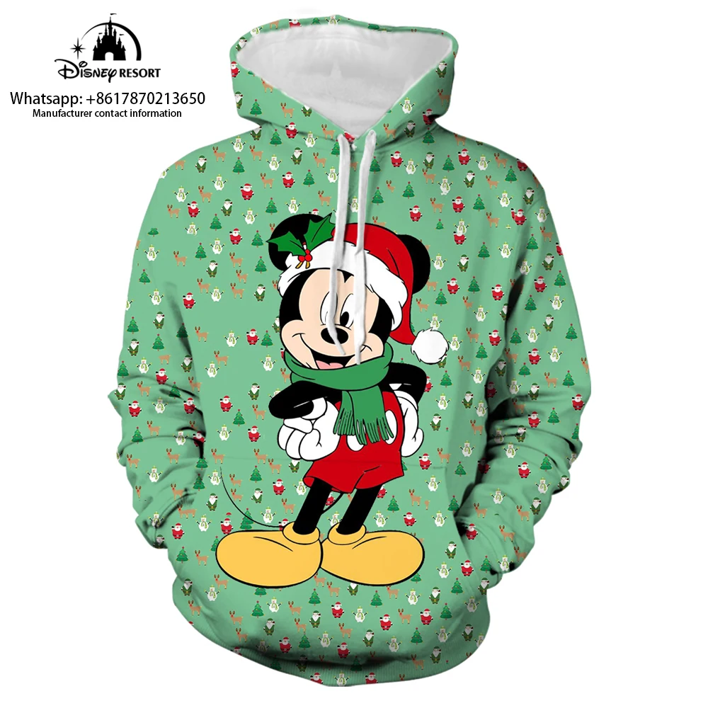 New Mickey Minnie and Winnie the Pooh Cartoon Christmas Disney Brand Hoodie Women Streetwear Fall Long Sleeve Casual Sweatshirt