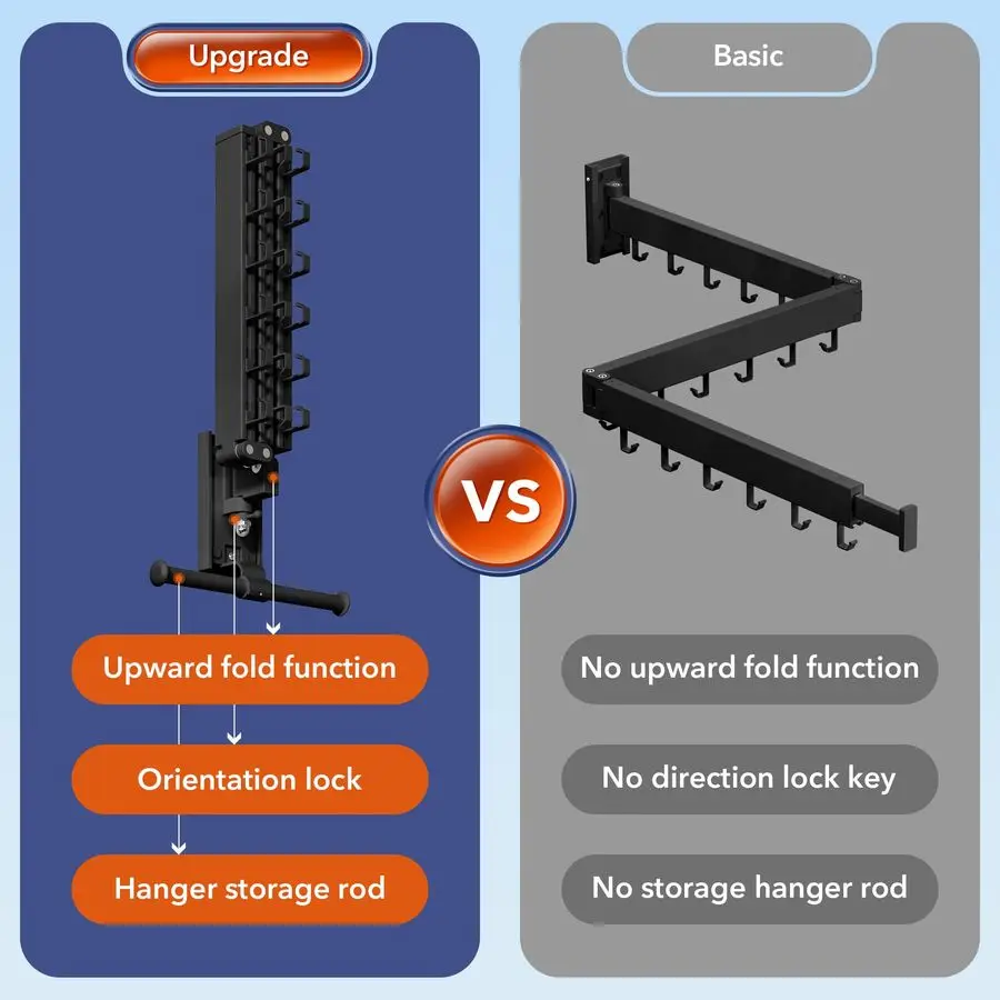 Rack Clothing, Retractable Clothes Drying Rack,Wall Mounted Laundry Rack, Laundry Drying Rack Wall Mount,Collapsible Clothes Rac