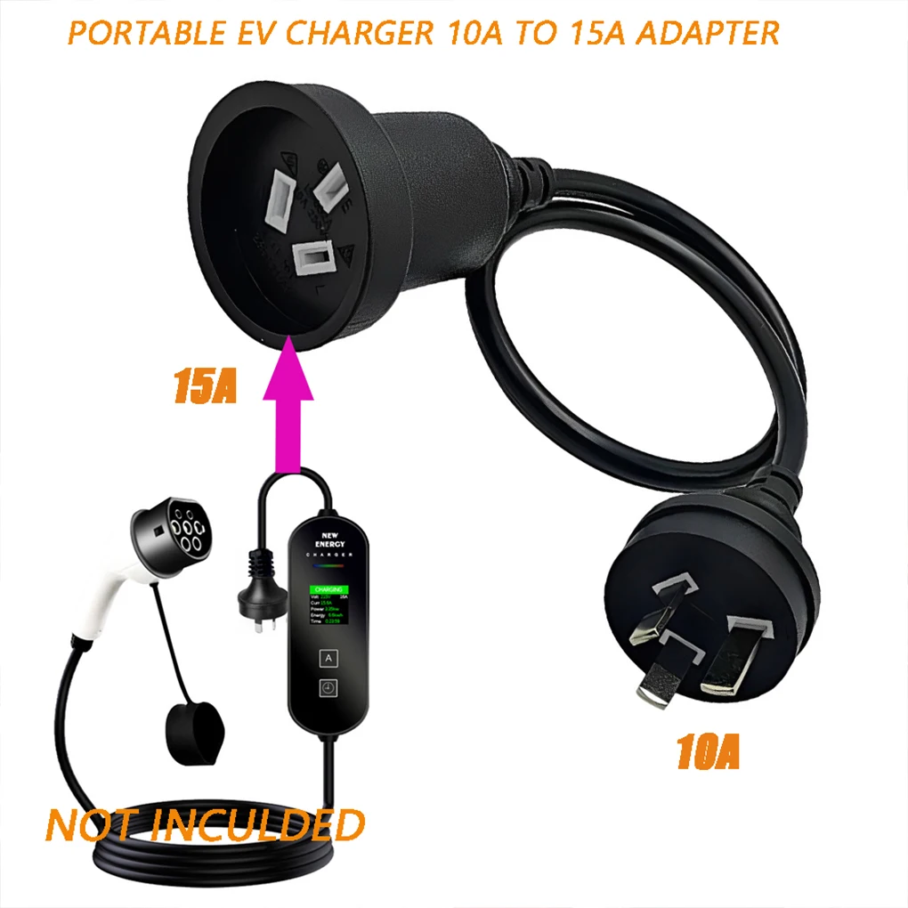 Adattatore adattatore di ricarica da 15a a 10a accessorio per caricabatterie Ev portatile da 20CM per veicoli elettrici spina AU durevole