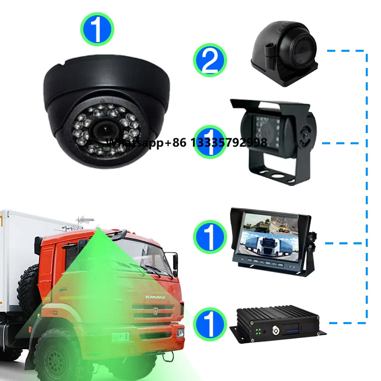 

Melia 4-Channel 1080P MDVR Kit 512GB Night Vision Waterproof Front Rear Cameras 7 Inch VGA Vehicle Video Car Black Box