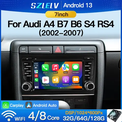 7 Inch Carplay Video Player Autoradio For Audi A4 B6 S4 B7 8E 8H RS4 Seat Exeo Multimedia Car Radio Android 13 Auto Play 2 Din