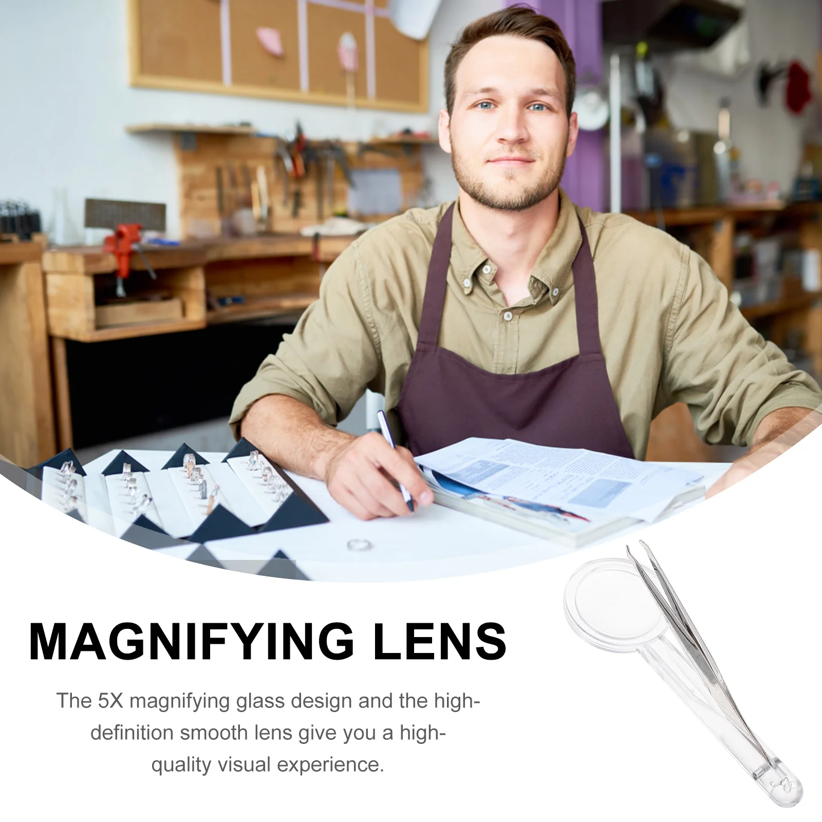 

2 Pcs Magnifying Glasses Magnifier Tool Magnifing Professional Tweezers Handheld