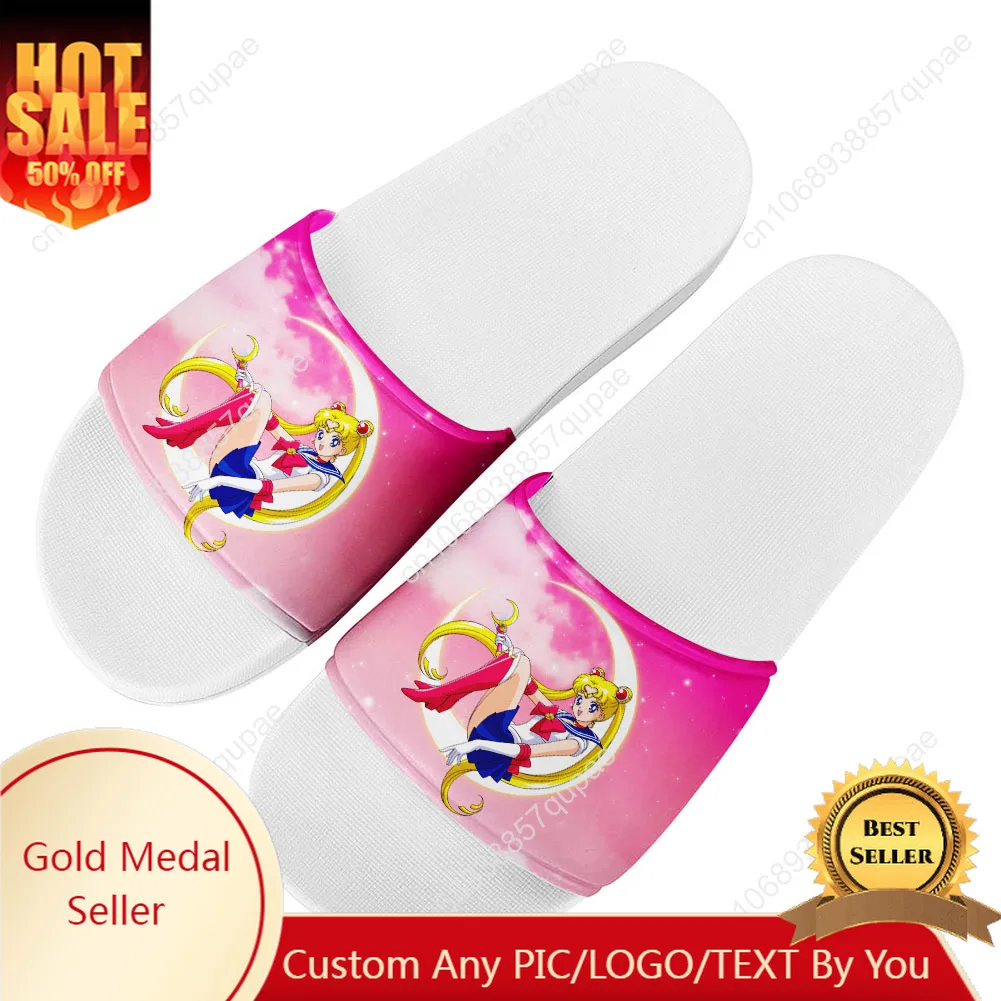 

Anime Moon Manga Cartoon Sailor Sour Slippers Home Water Shoe Men Women Teenagers Beach Pool Sandals Custom Made Summer Slipper