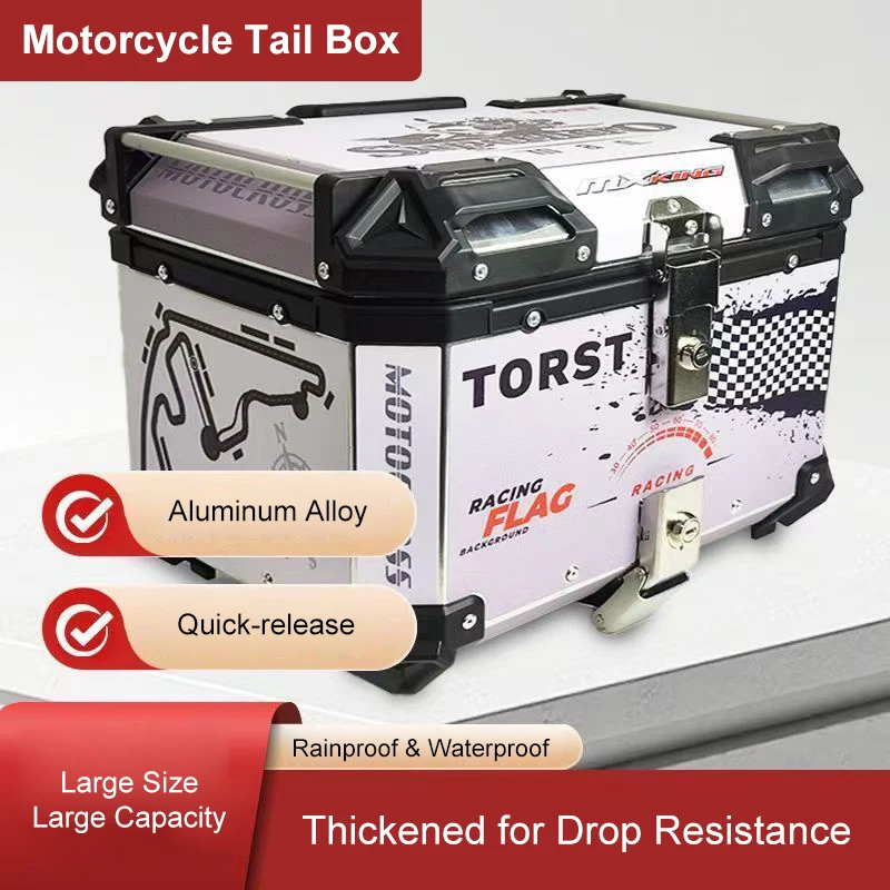

45L All-Aluminum Box Rear Trunk Motorcycles Waterproof Motorbike Tail Box Helmet Shatterproof Storage Travel Luggage Cases