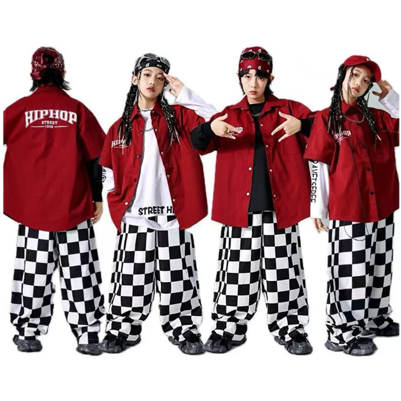 Kids Fashion Hip Hop High Street Clothes Korea Boy Girl Vintage y2k Streetwear Dance Costume Outfit Child Hiphop Rapper Clothing