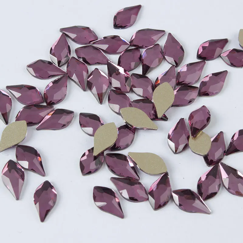 100/500pcs Boutique Grape Purple Flat bottom nail art rhinestones Glass crystal 3D nail decoration Multiple shapes wholesale