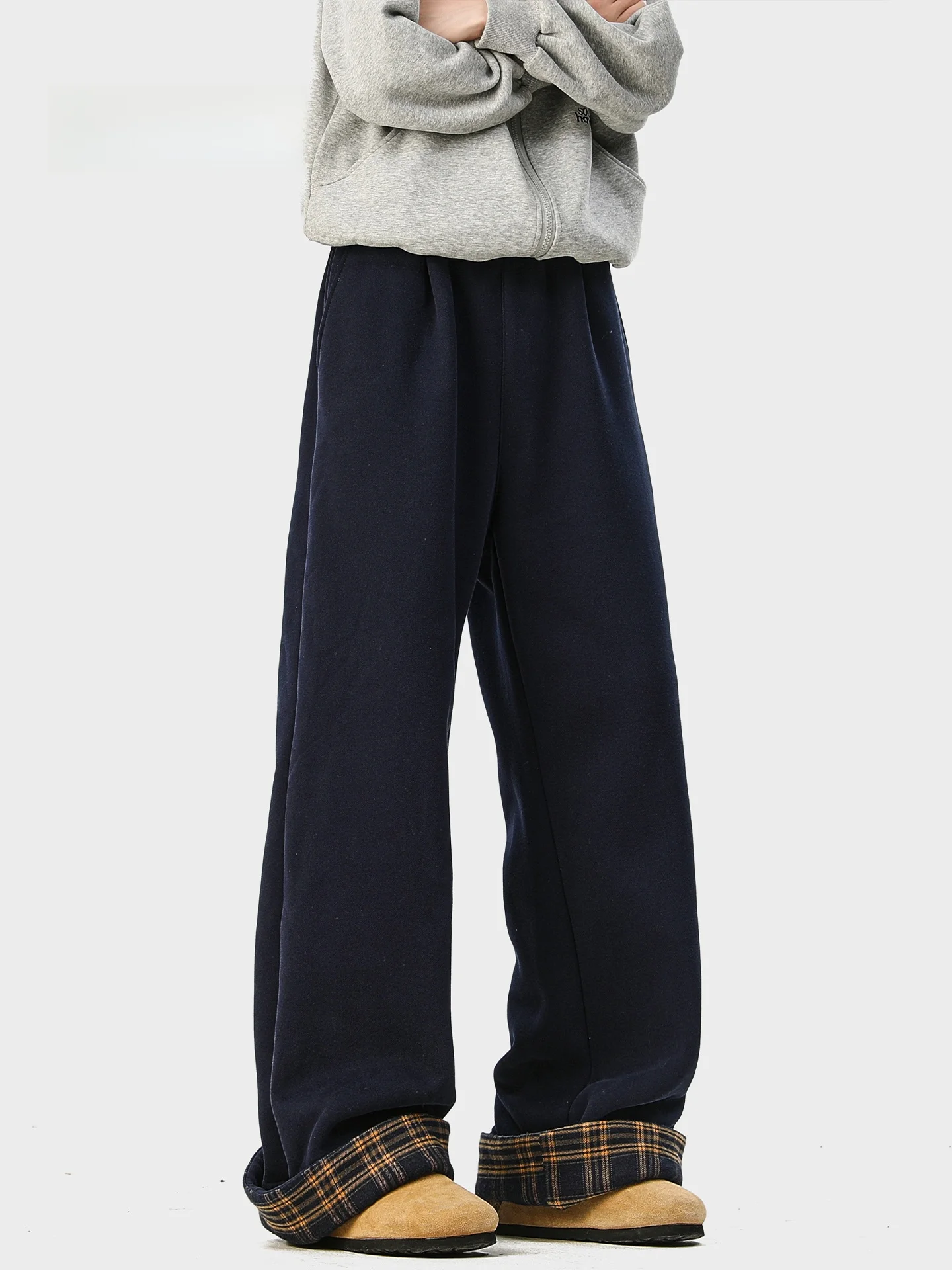 

MMOPTOP Men's Casual Cotton Pants Thi Warm Loose Fit Winter Long Trousers Youth Sle Straight Leg Pants Faionable ...