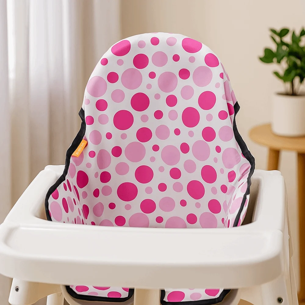 

Soft Baby Dining Chair Seat Cover Breathable Comfortable Infant High Chair Cushion Yellow Polka Dots Breathable Pad Liner Summer