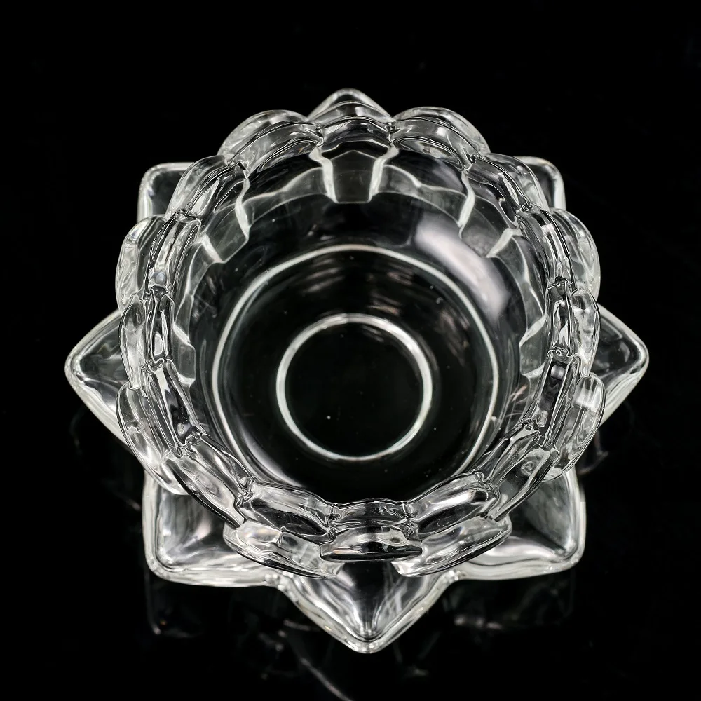 Lotus Flower Crystal Candle Holder Tealight Candlestick Display Stand Table Wedding Centerpieces Yoga Meditation Decor Ashtray