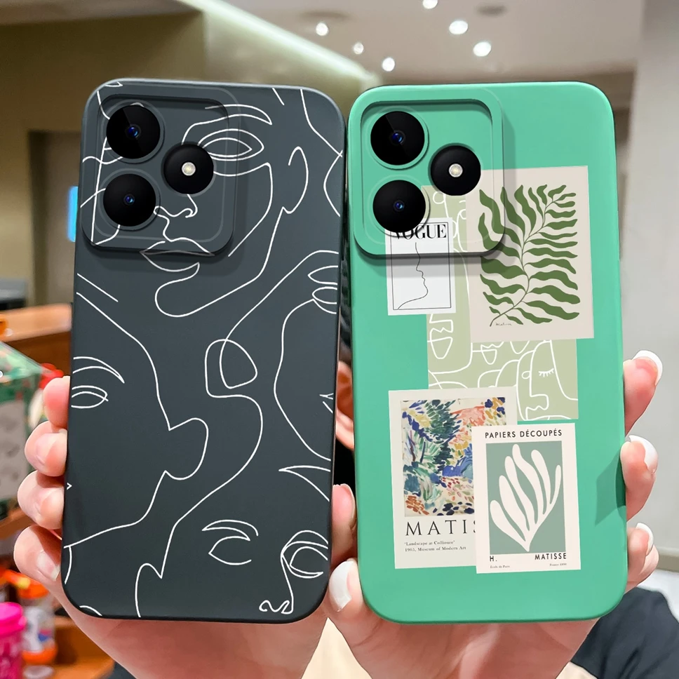 غطاء هاتف ناعم للصدمات لهاتف Realme ، قطط لطيفة ، رائد فضاء ، مربع ، سائل ، موضة ، C53 ، C51 ، Fundas Coque Capa