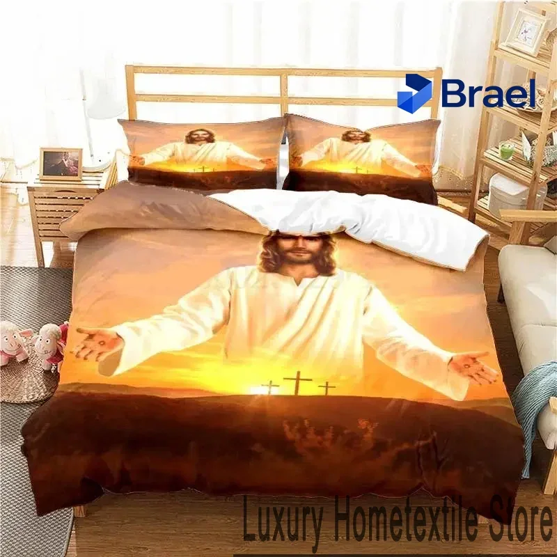 Exquisite 3D Print Sacred Heart Of Jesus Christ Bedding Set,Duvet Cover Bed Set Quilt Cover Pillowcase,King Queen Twin Size Boys