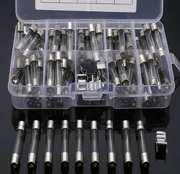 72PCS=9Values*8pcs 0.5A 1A 2A 3A 5A 10A 15A 20A 30A Blown Fuze Safety  Tube Protect circuit+ Clip Seat 20pcs 6*30mm Fuse Box Kit