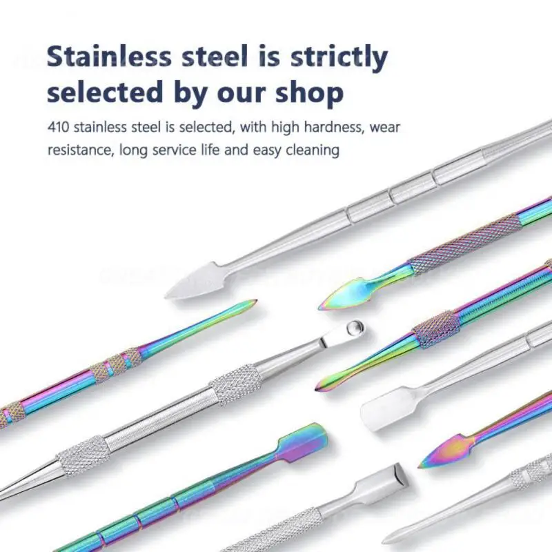 Zestaw odpychacza do skórek paznokci dwustronny palec martwy naskórek paznokci Push Pedicure ze stali nierdzewnej usuwacz martwego naskórka żel UV narzędzia do paznokci