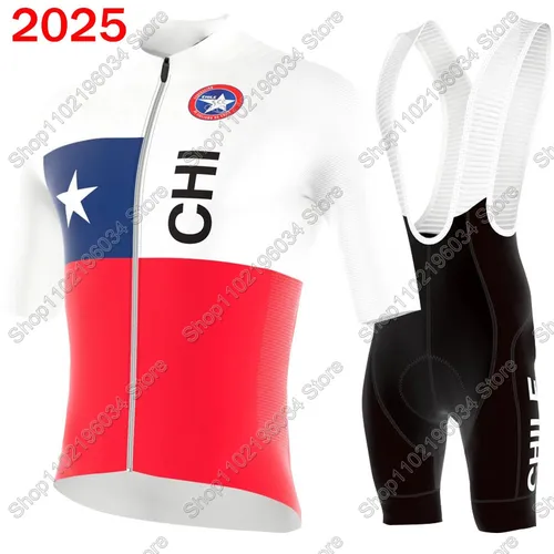 2025 Chile ciclismo Jersey equipo nacional conjunto verano ciclismo ropa bicicleta de carretera camisas traje bicicleta babero pantalones cortos MTB Maillot
