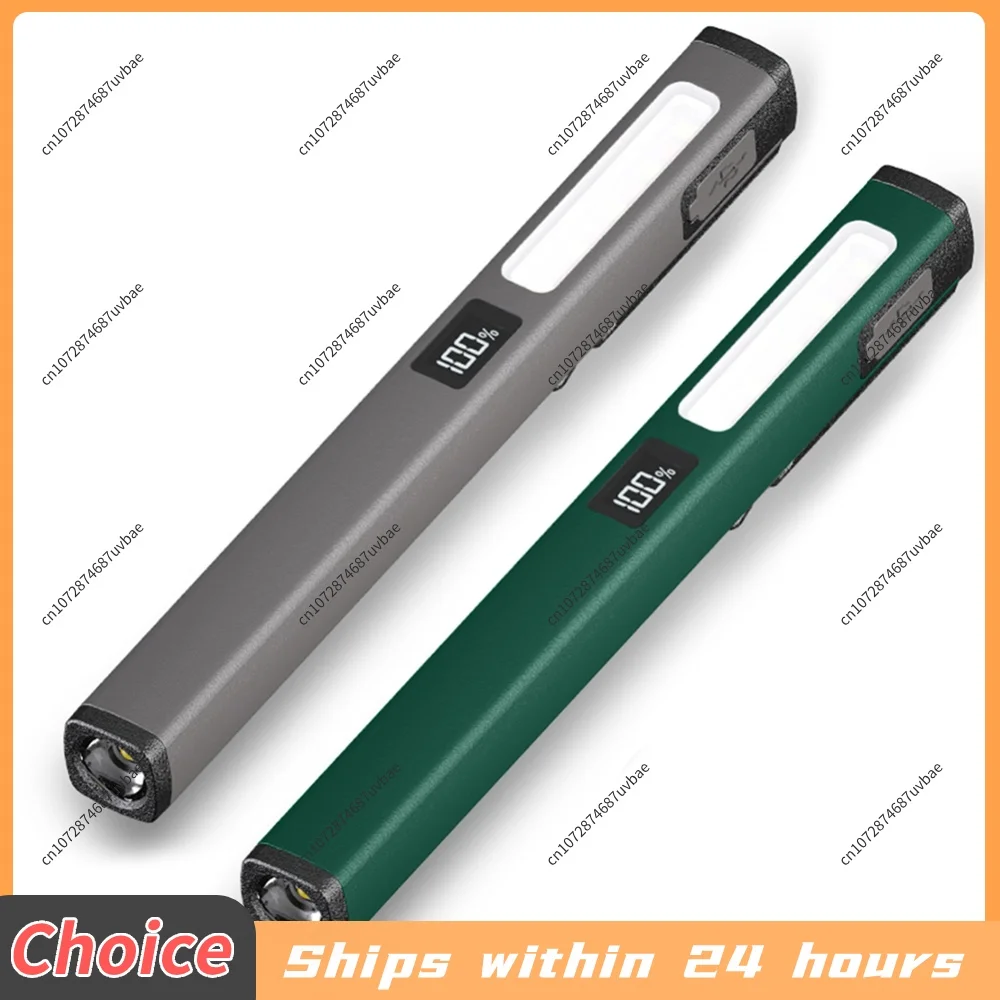 Type-C USB Rechargeable Pen Flashlight LED+SMD Dual Light Source With LCD Battery Indicator Durable ABS Body Tool