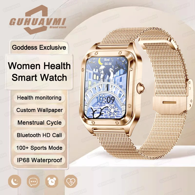 

2024 New Lady Fashion Smart Watch Women AMOLED HD Screen GPS Heart Rate Bluetooth Call Waterproof Outdoor SmartWatch For Xiaomi