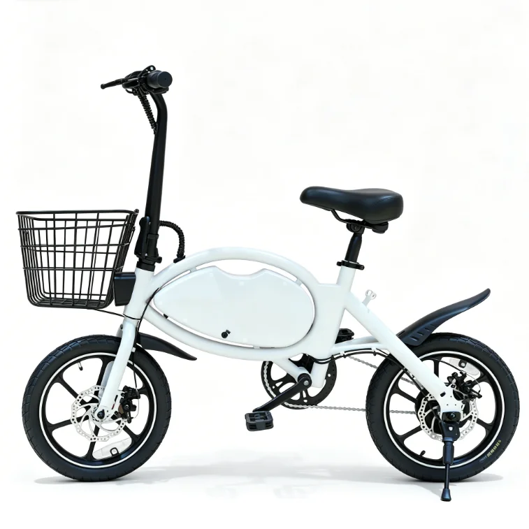 HEZZO T8pro Foldable Electric Bike for Adults 48V 500W Peak 750W Brushless Motor 16Inch Carbon Steel E-Bike 10.4Ah Lithium Battery 16Mph 22Mph Range Dual Disc Brakes LED Headlight Commuter Folding Hybrid Bike With Basket