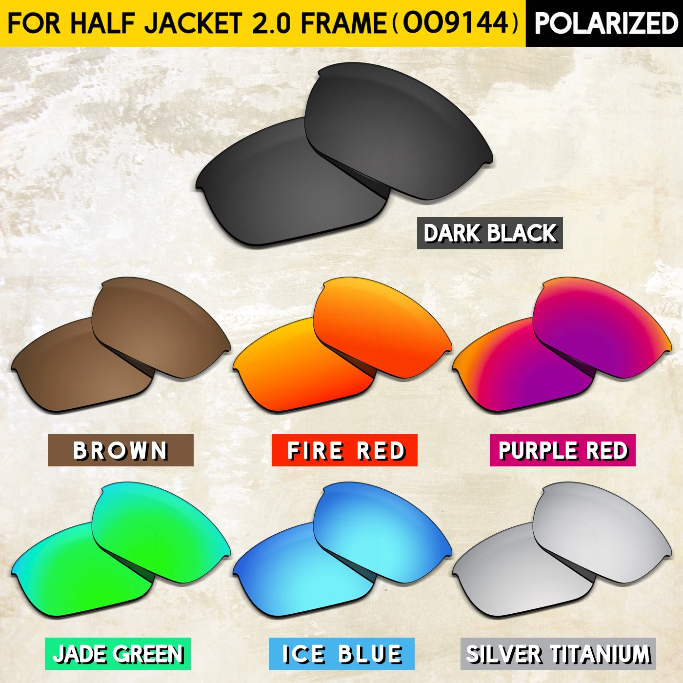 

Thickness of 1.5MM Polarized Replacement Lenses for Oakley Half Jacket 2.0 OO9144 62mm Sunglasses-Multi Colors