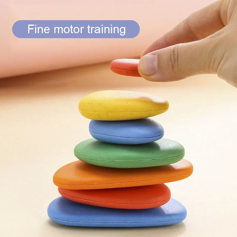 Children 3D Montessori Toys Rainbow Pebbles Logical Thinking Game Kids Painting Sensory Learning Toys