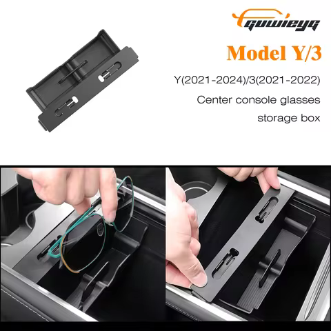 Fit for Tesla Model Y &amp; 3 Center Console Glasses Storage Box - Compatible with 2021-2024 Model Y &amp; 2021-2022 Model 3