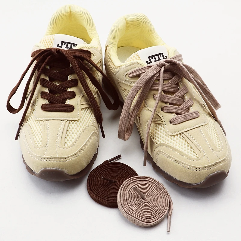 Classic Pure Cotton Shoelaces Flat Shoelaces Sport Canvas Shoelaces for Men and Women Width 0.8cm Length 100/120/140/160cm 1Pair