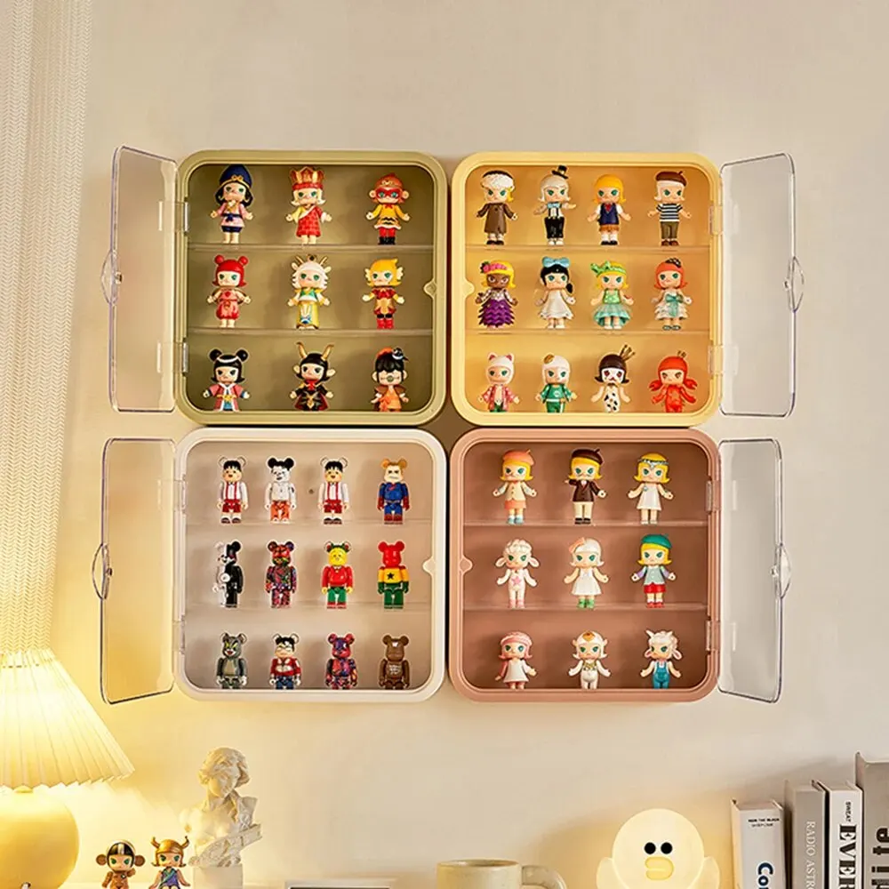 Wall Mounted Doll Blind Box Storage Display Rack Magnetic Suction Figurine Display Cabinet Dustproof Doll Blind Box Storage Box