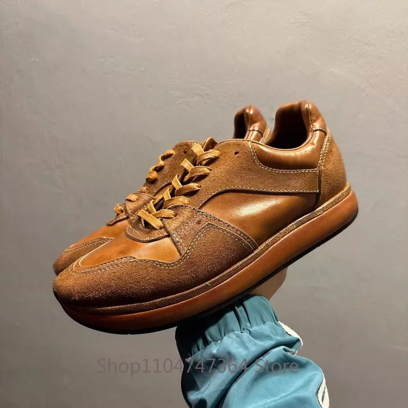 

Мужские тренировочные туфли из натуральной кожи в стиле ретро, высококачественные повседневные удобные оксфорды, мужские спортивные туфли на толстой подошве для активного отдыха и походов