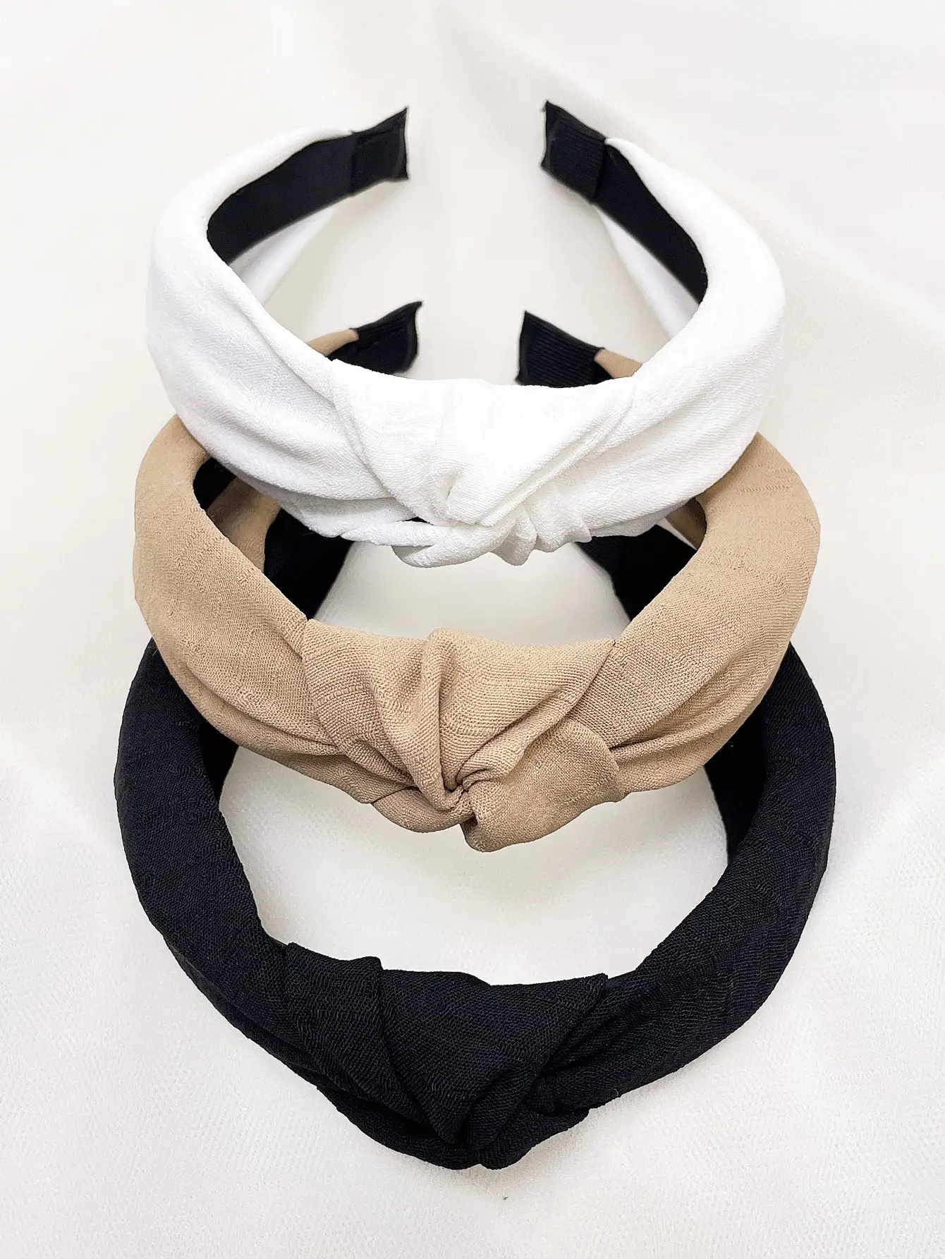 

3 шт./компл. женских тканевых повязок на голову с узлом, однотонные, подходят для повседневного использования и активного отдыха, повязка для волос, обруч для волос, аксессуары для волос