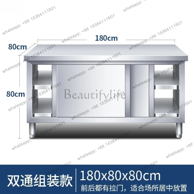stable commercial kitchen with sliding door hotel console chopping board special table sturdy stainless steel workbench
