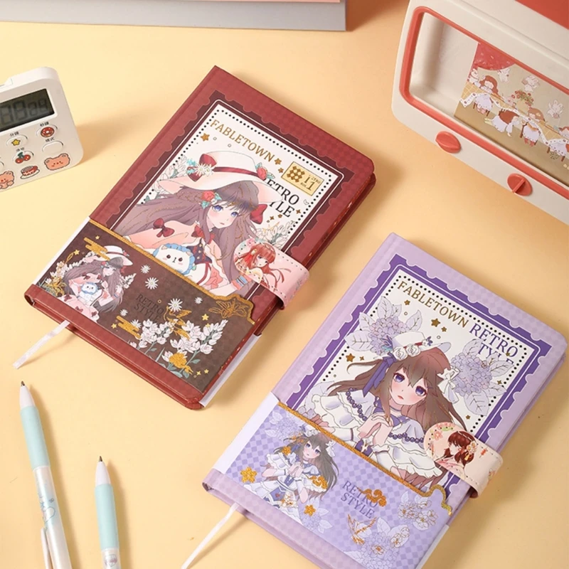 448F 4PCS Anime Notebooks Japanese Manga Stationary Design for Boys Girls Diary