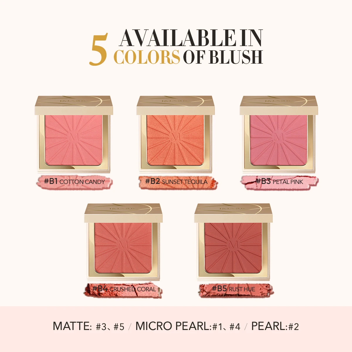 IMAGIC 8-Color Face Blush & Highlighter Palette Natural Cheek Pigment Rouge Highlighter Brighten Long-Lasting Makeup Cosmetics