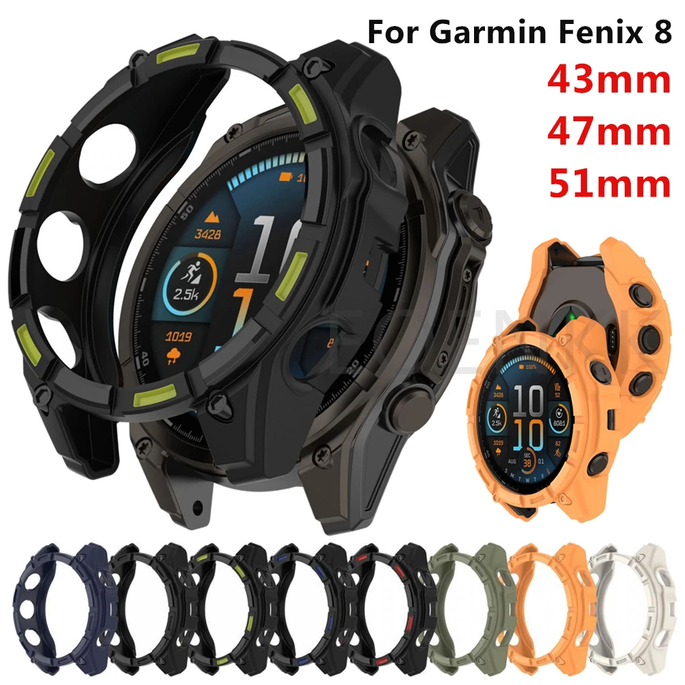 TPU Protective Cover For Garmin Fenix 8 43mm/47mm/51mm Soft Silicone Case For Garmin Fenix 8 Protection Shell Bumper Accessories