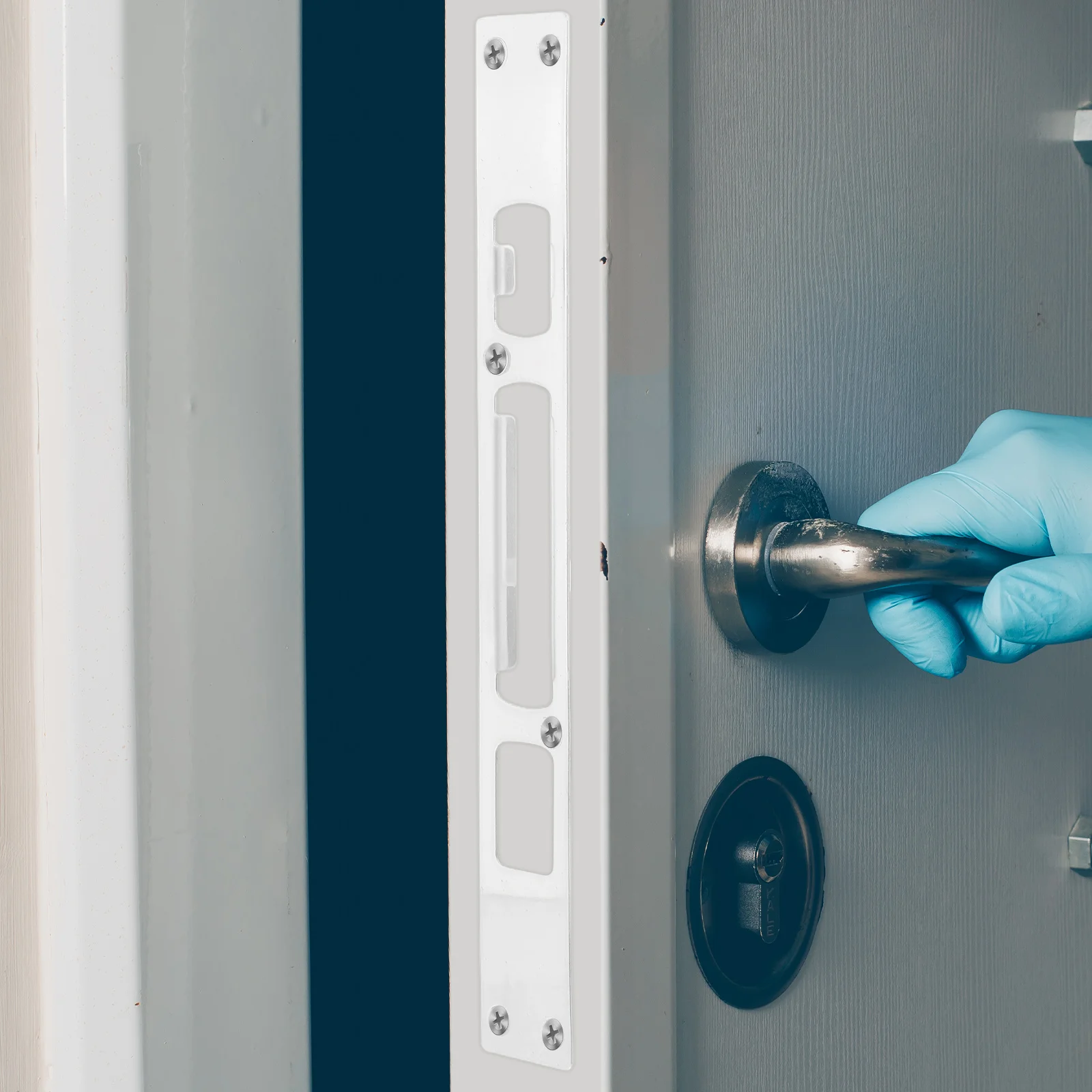 

2pcs Stainless Steel Lock Front Reinforcement Oversize Deadbolt Strike Frame Repair Latch Cover Reinforced Security