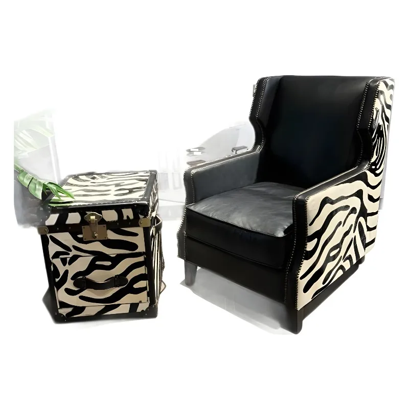 American retro modern simple zebra pattern leather corner few household